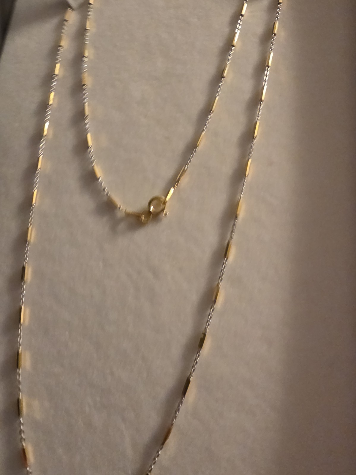20″ Gold Over Sterling Silver Two-Tone Bar Station Chain Necklace 925 Italy