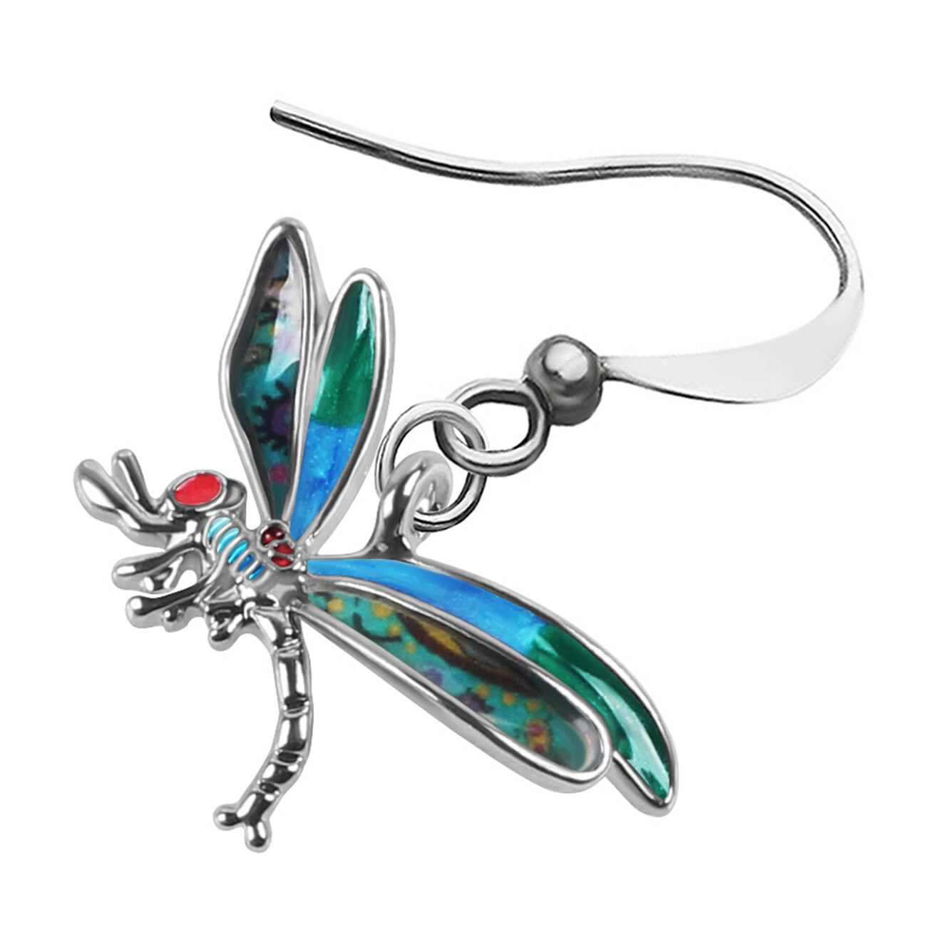 Enamel Alloy Floral Dragonfly Earrings Dangle Novelty Insect Jewelry Charm Gifts