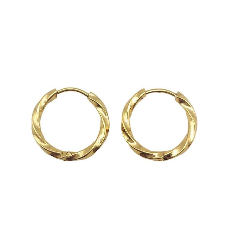 8-20mm Woman 14K Gold Plated Twisted Round Huggie Hoop Earring