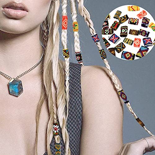 Honbay 24PCS Fabric Dreadlock Beads Colorful Cloth Dreadlock Bead Tubes