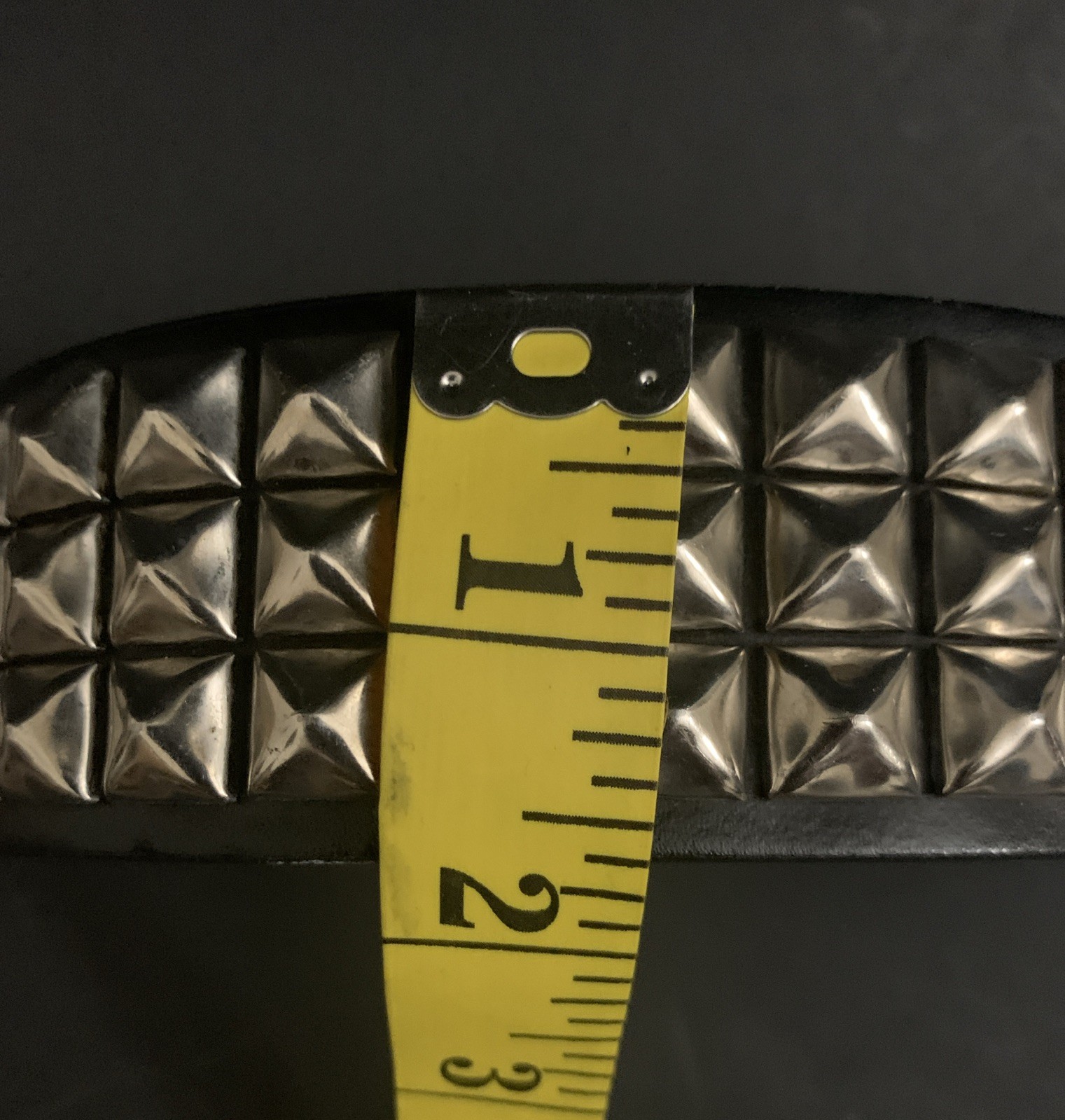 Pyramid 3 Row Stud Gothic Punk Y2K Faux Leather Cuff Bracelet Strap Size L/X