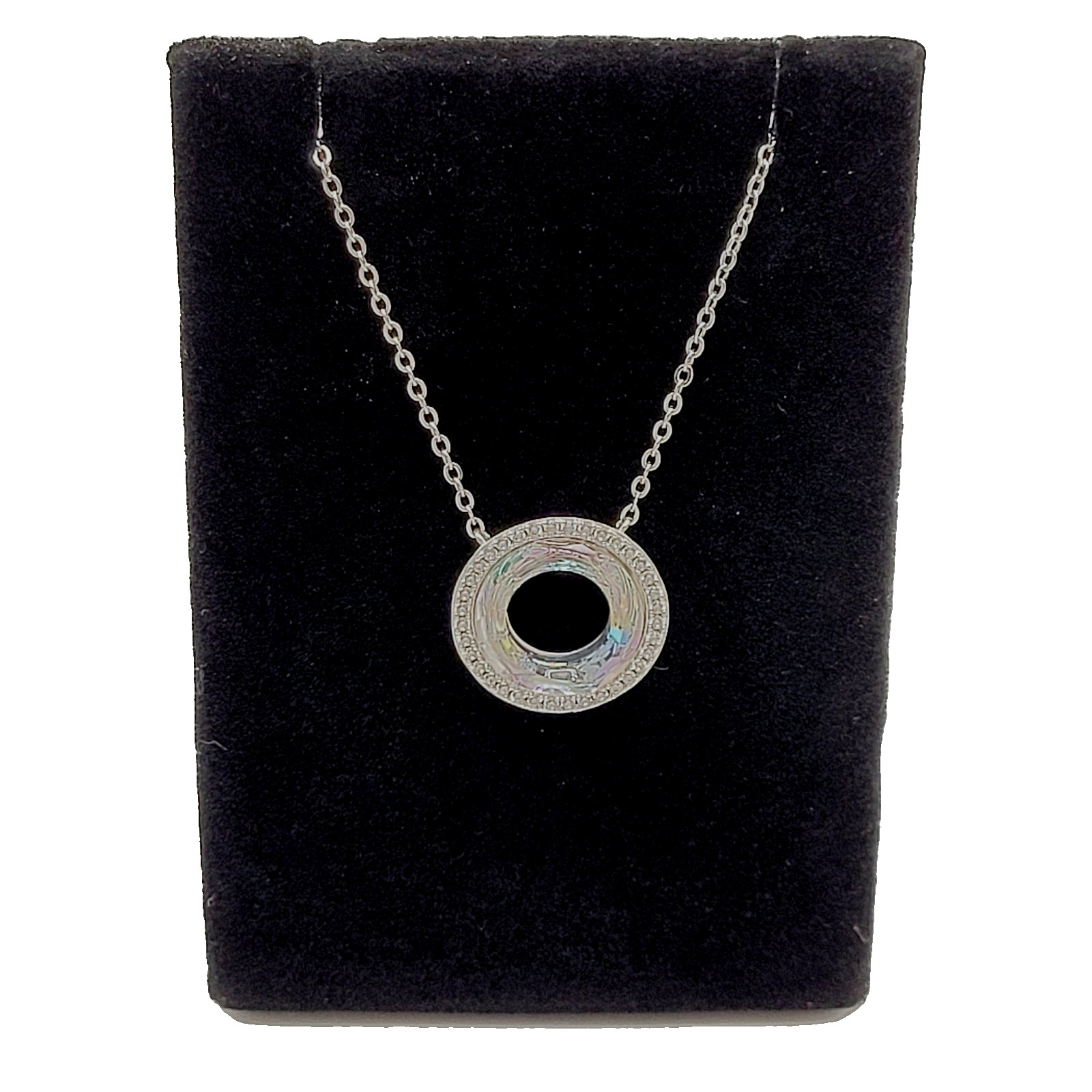 Cosmic Ring Swarovski Elements Crystal Center w Rhinestones 925 Silver Necklace
