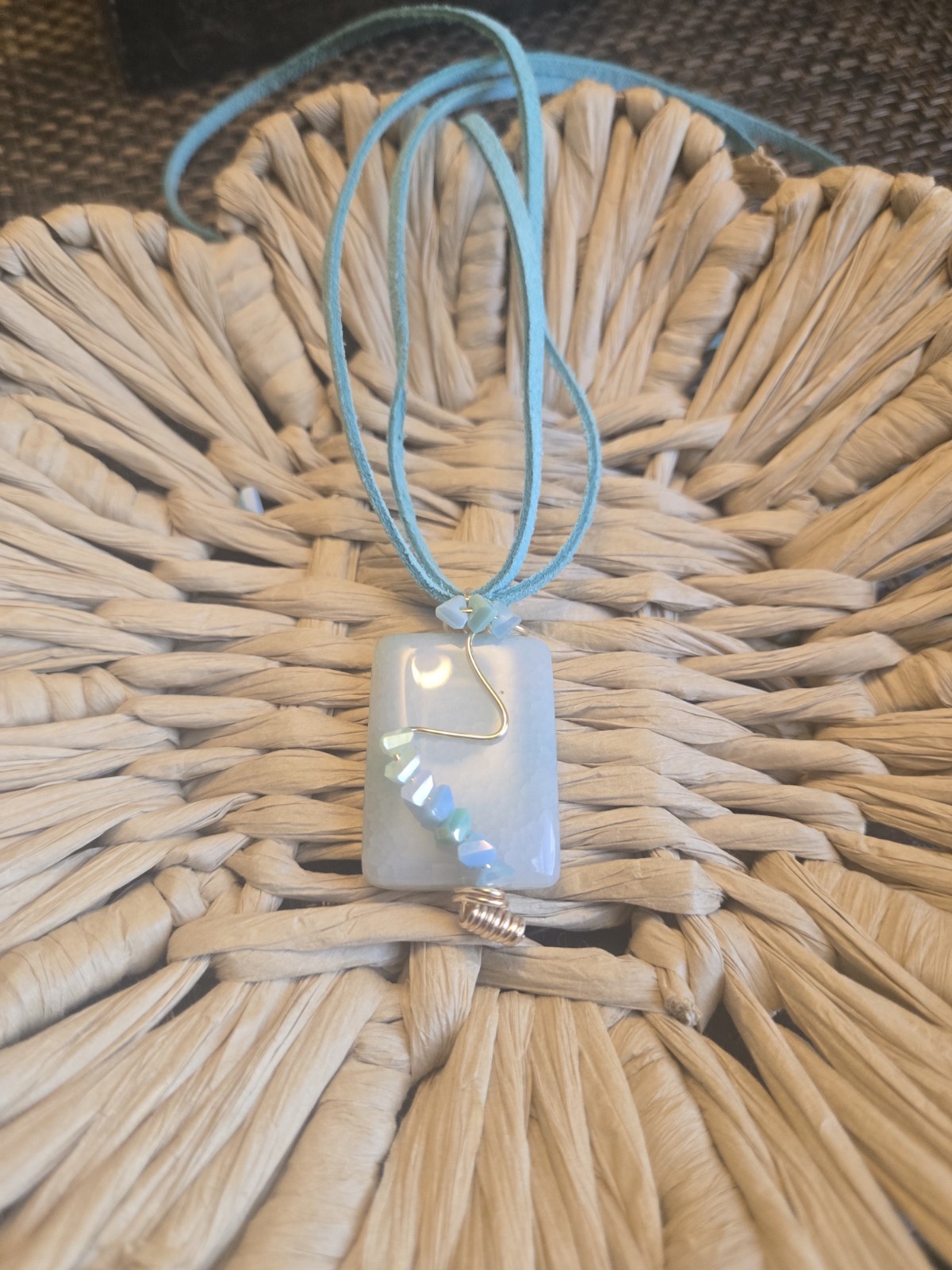 Wire Wrapped Green Agate Pendant Necklace