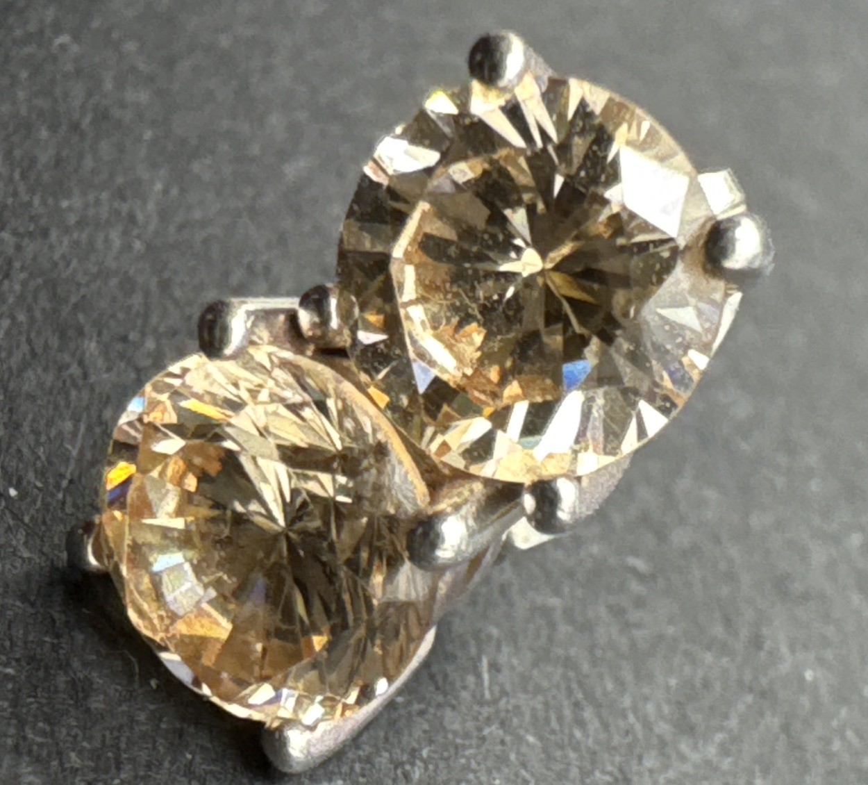 Sterling Silver 925 CZ Champagne China Earrings Stud