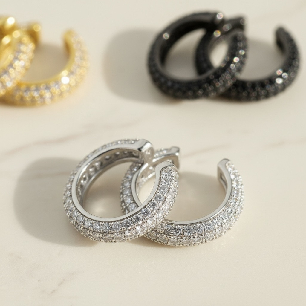 Dainty Ear Cuff – Pavé CZ No Piercing Earrings, Minimalist Cartilage Cuff
