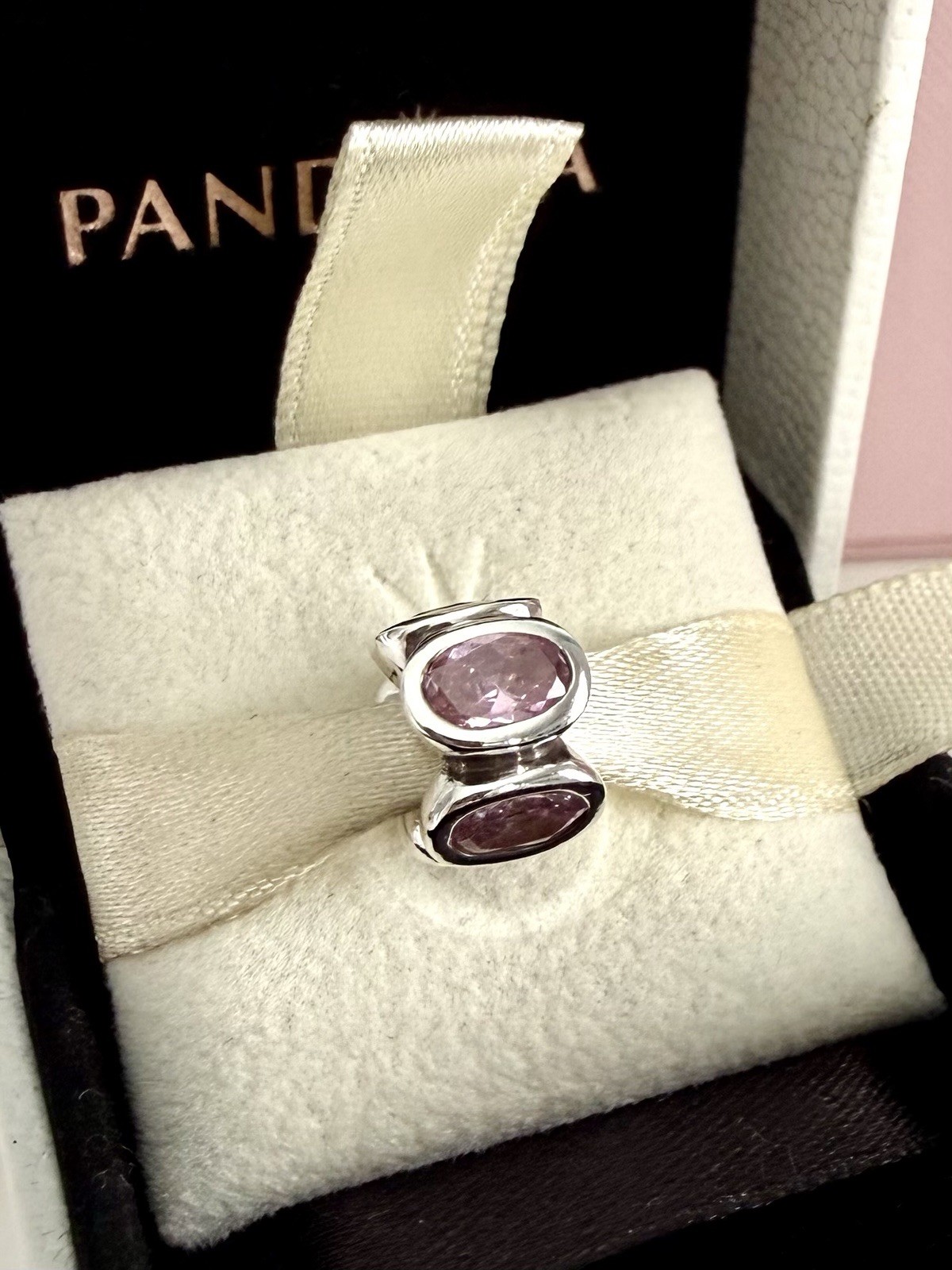 Pandora Sterling Sliver Pink Oval Lights CZ Charm #790311PCZ RETIRED Authentic
