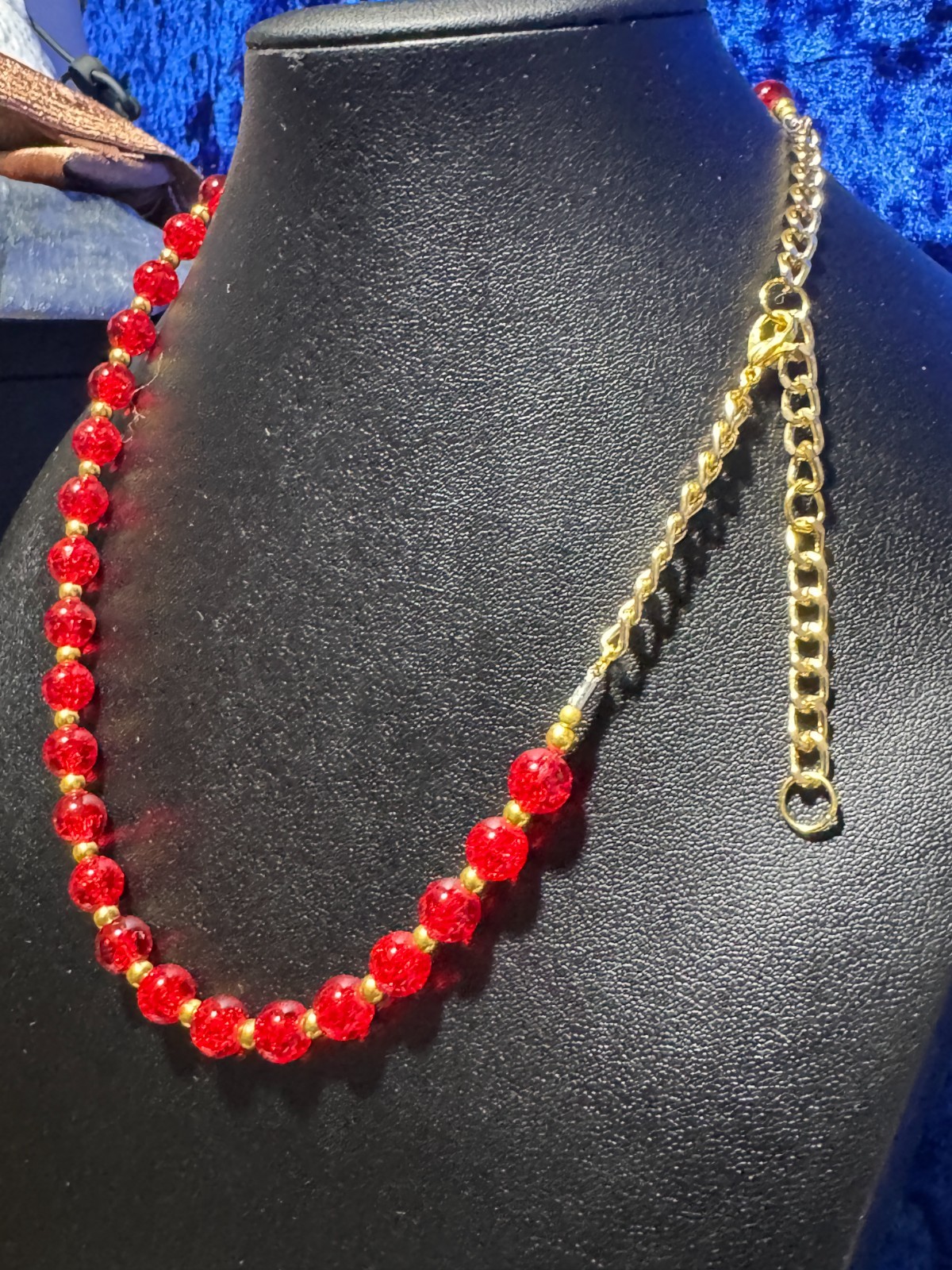 Tennis Necklace, Bracelet, Purple or Red 8mm Round Crystal Glass Beads 16.5″ +