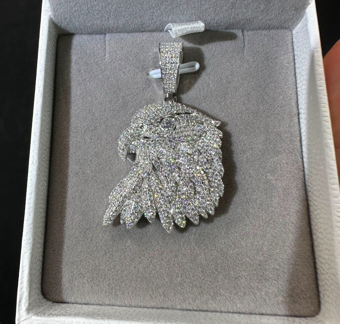 925 Sterling Silver moissanite Eagle Head Charm Pendant Silver