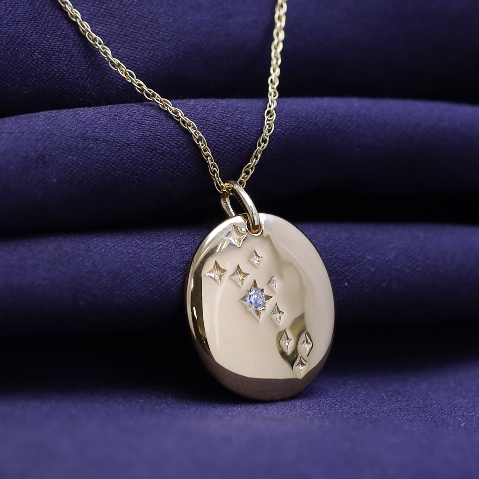 Constellation Horoscope Astrology Sign Taurus CZ Pendant 18″ Necklace Silver