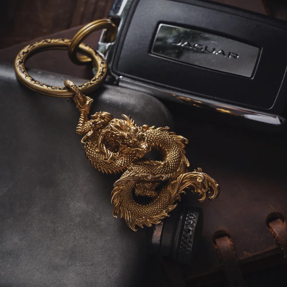 Dragon Pendant Necklace for Men Cool Gothic Punk Brass Dragon Head Animal