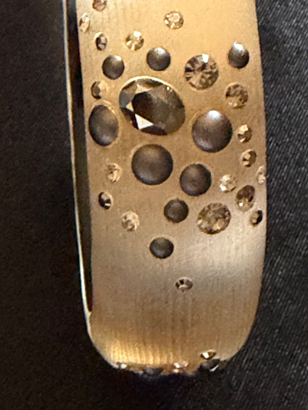 Alexis Bittar Crystal Studded Frosted Metal Lucite Hinged Bracelet Circa 2010