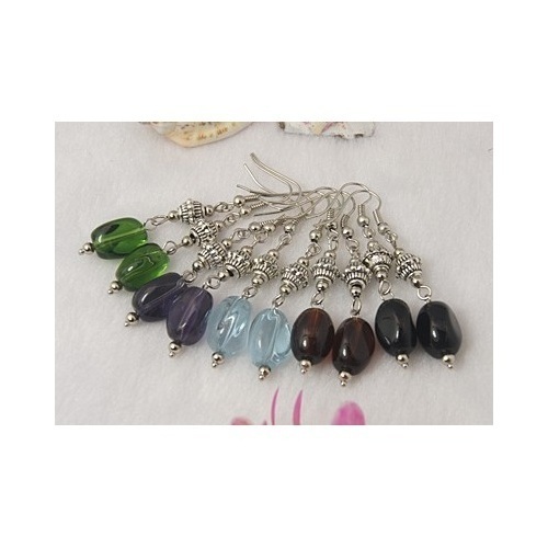 Wholesale Bulk Lot 12 Mixed Glass Bead & Tibetan Silver Dangle Earrings Jewelry