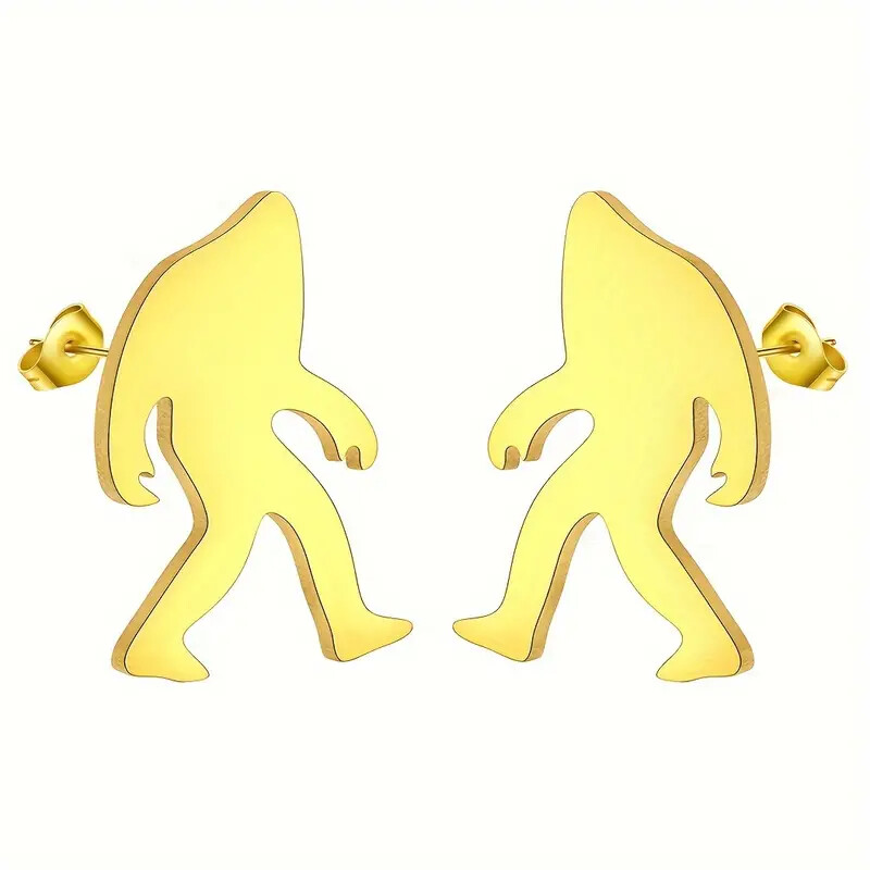 Sasquatch Stud Earings – Color Gold, Silver or Black – Bigfoot Style -Wear Proud