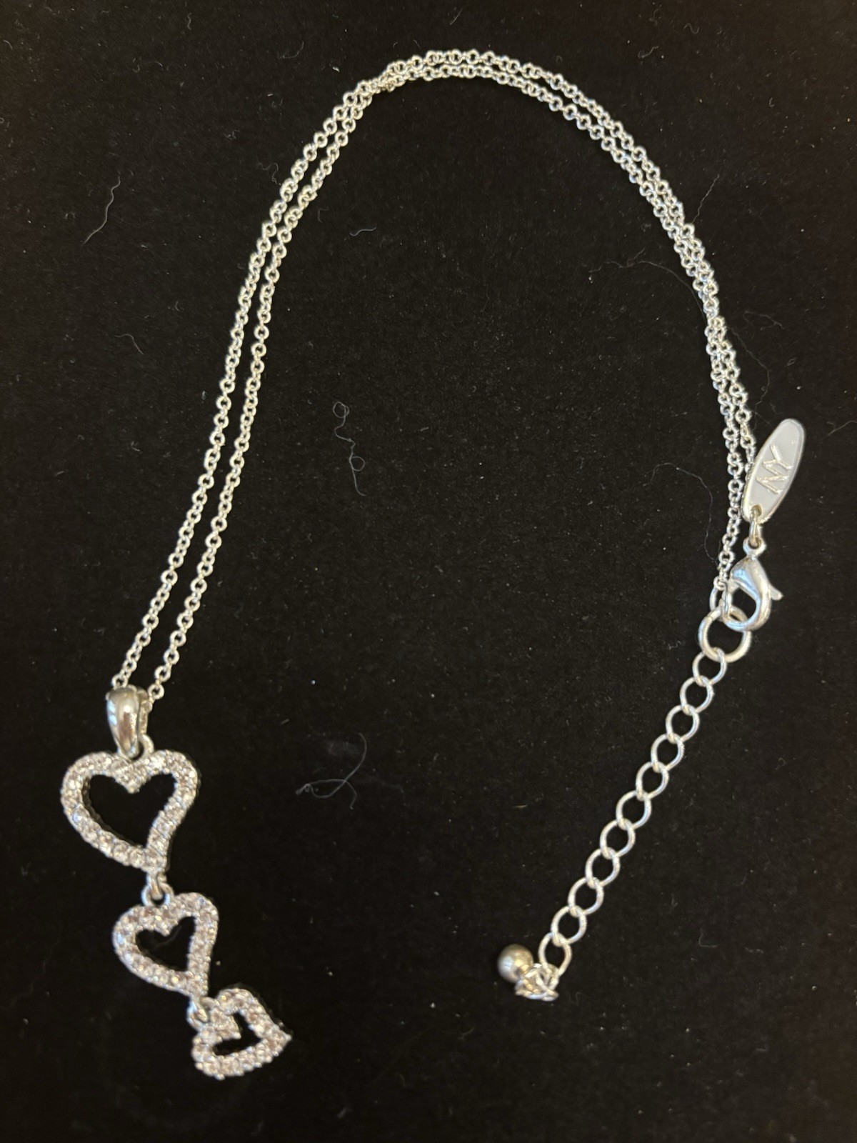 Silvertone Necklace Triple Heart Adjustable 16″ to 18″ New York & Co Pendant