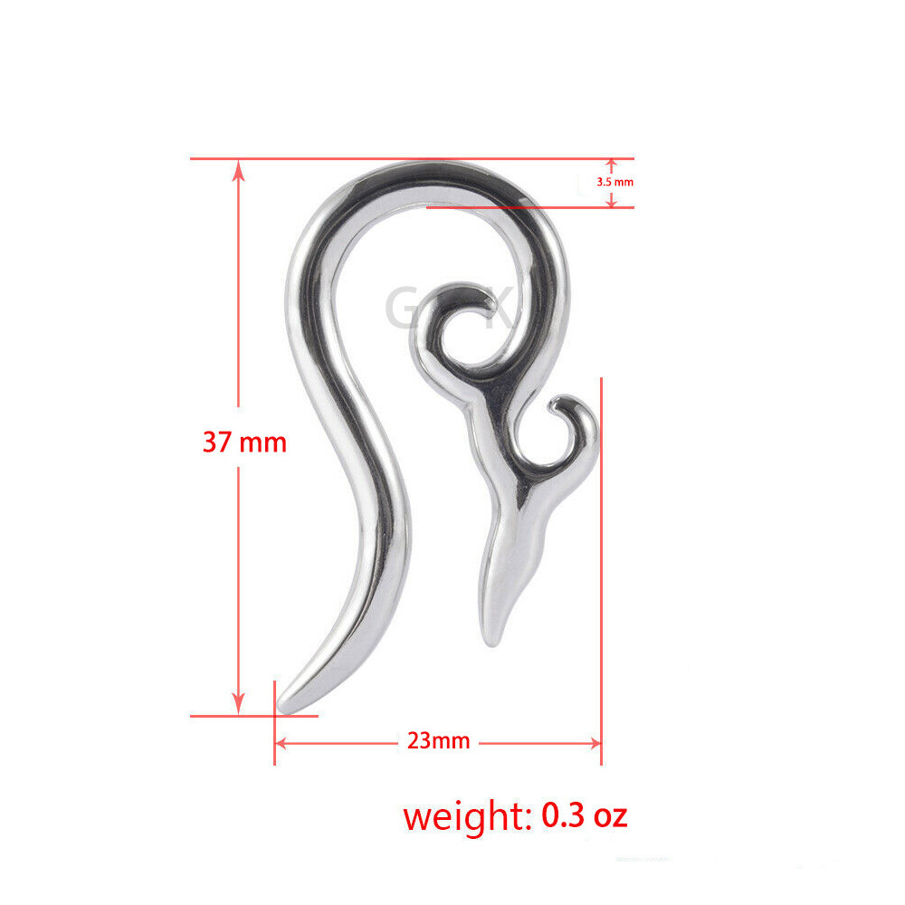 Stainless Steel Tribal Taper Long Tail Earring Ear Gauges Plugs Expander Earlets