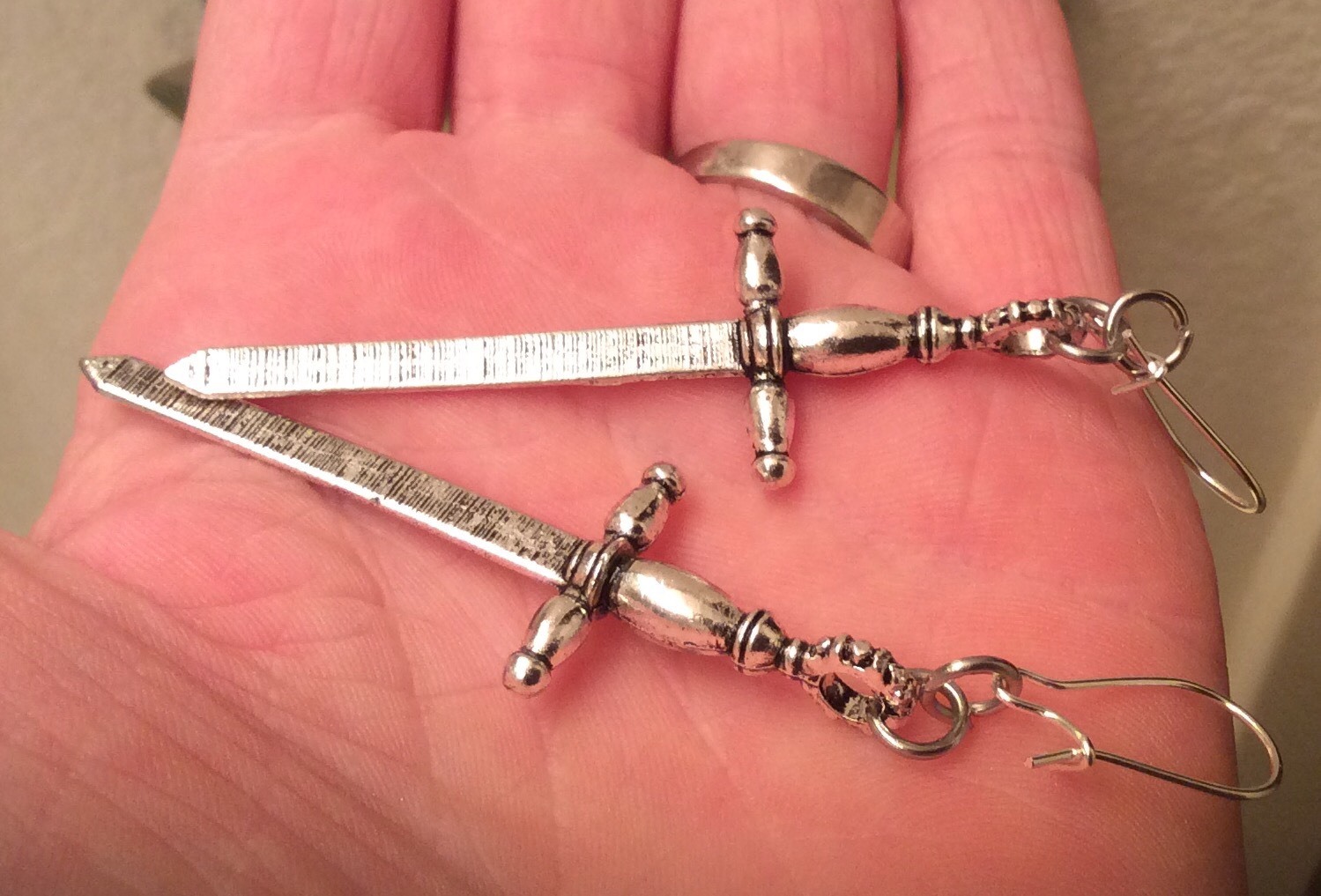 MEDIEVAL SWORD EARRINGS Ear Wire Options & Acrylic Coated For No Tarnishing