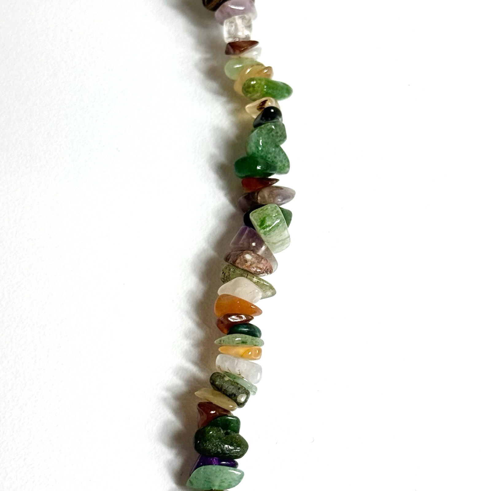 Chip Bead Necklace and Dangle Earrings Set Multi Color Glossy Boho Long Layering
