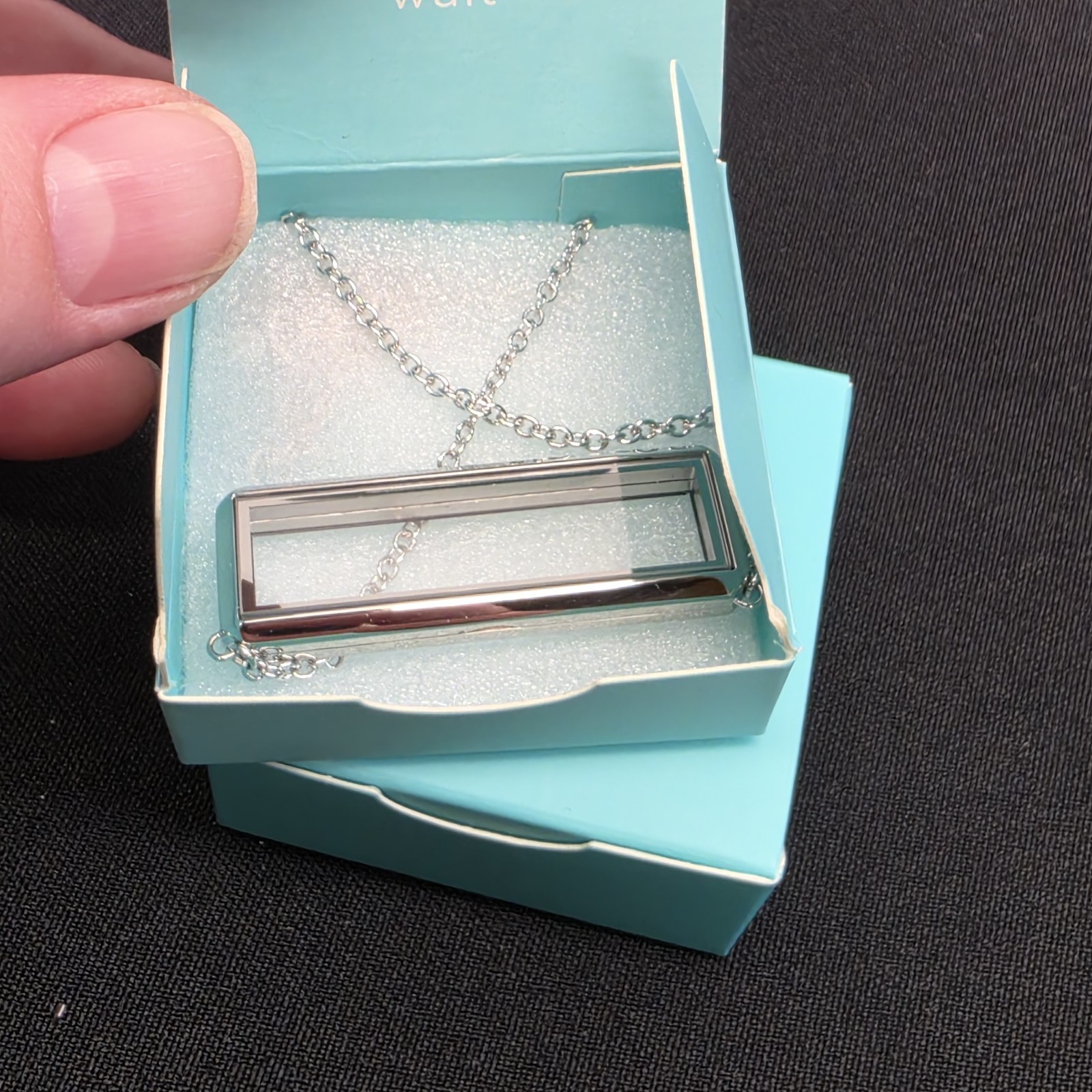 Authentic Origami Owl Bar Locket And Chain Silver