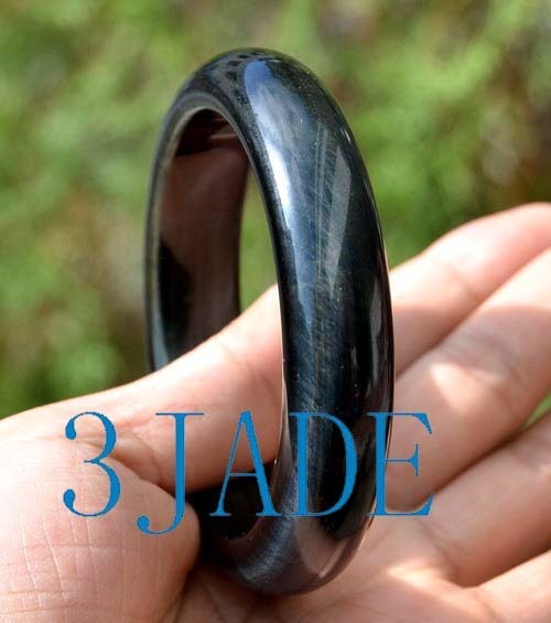 61.5mm Natural Blue Tiger’s Eye Bangle Chatoyant Gemstone Bracelet