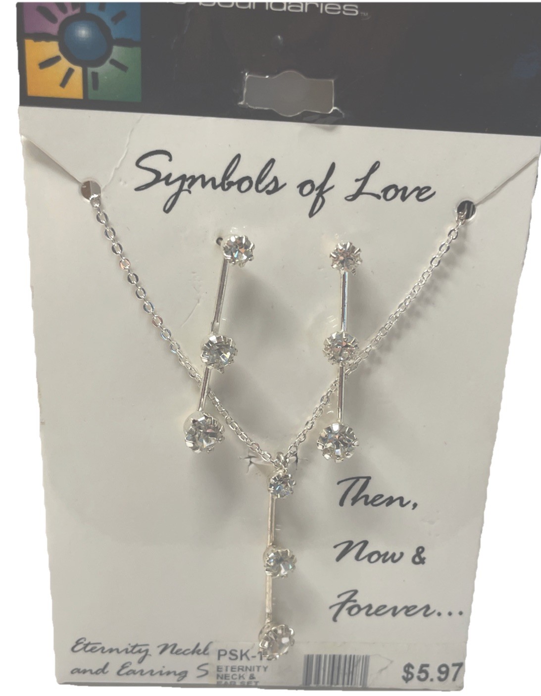 NOBO No Boundaries Necklace Earring Set Symbols Of Love Then Now & Forever NWT