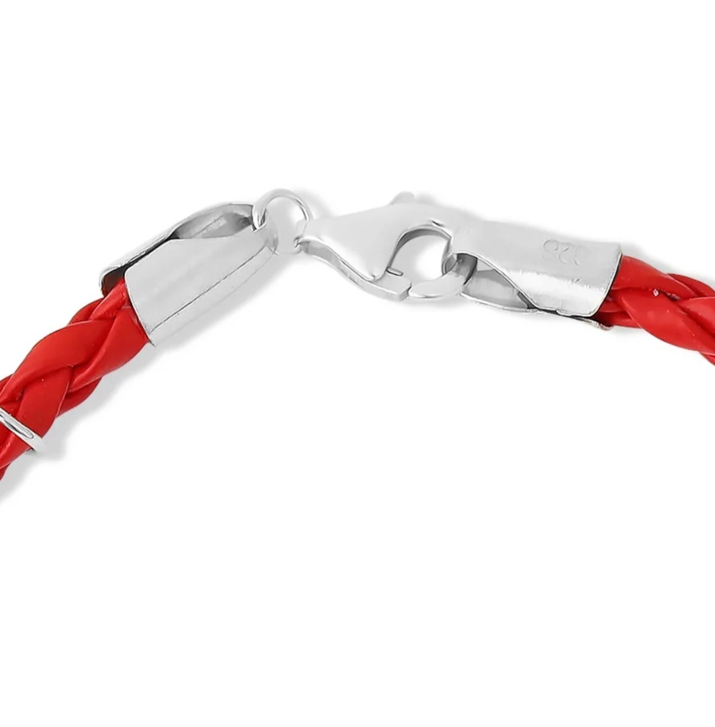 Sterling Silver 925 Small Hamsa Hand Red Leather Bracelet 6 Inches Long.