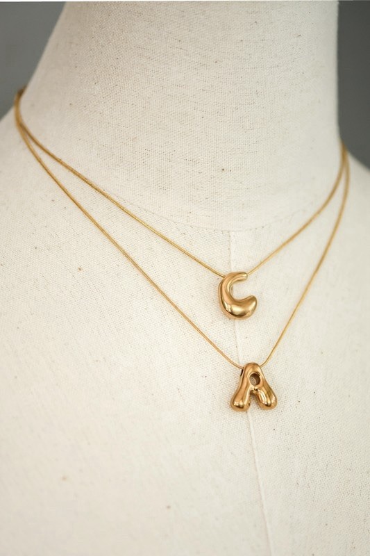 18k Non-tarnish Bubble Initial Necklace