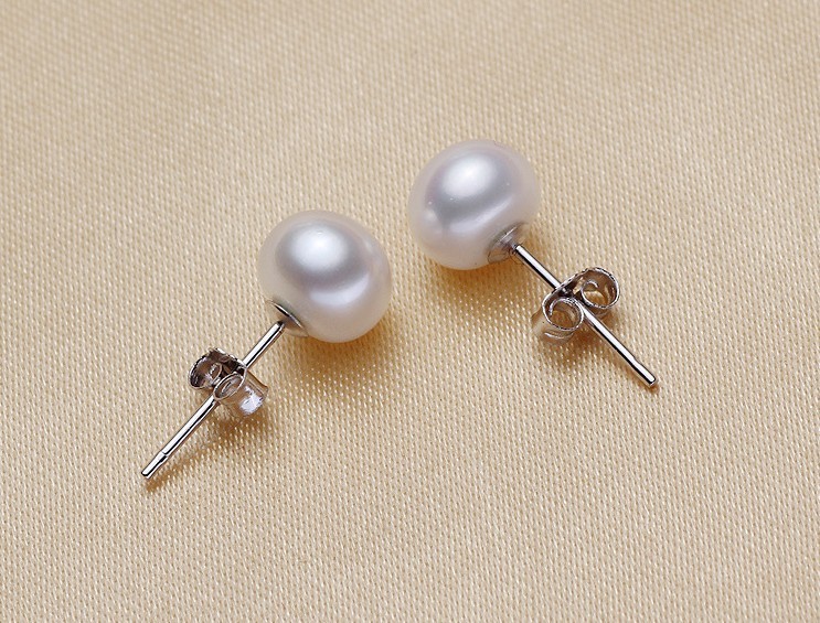 S925 Sterling Silver Genuine Cultured Freshwater 3-12mm Pearl Stud Earrings Gift