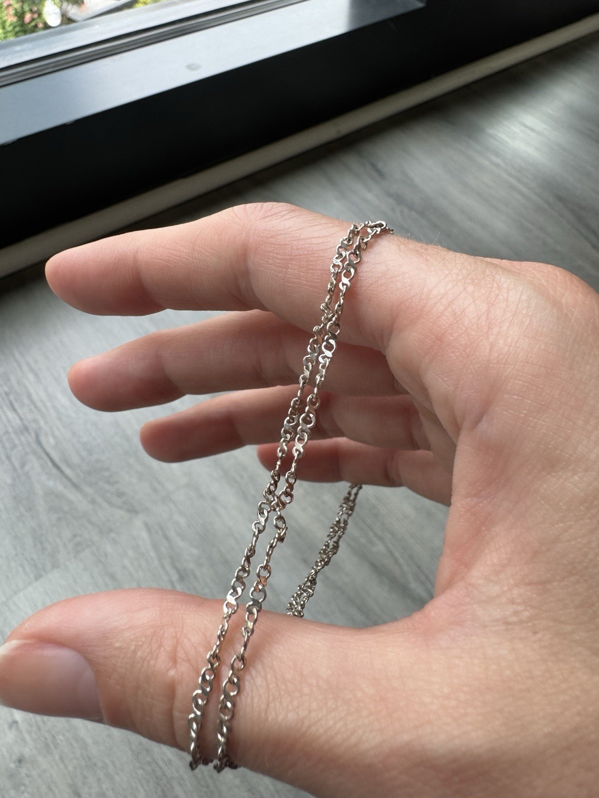 Silver Tone Double Chain Anklet Adjustable Layered Y2K