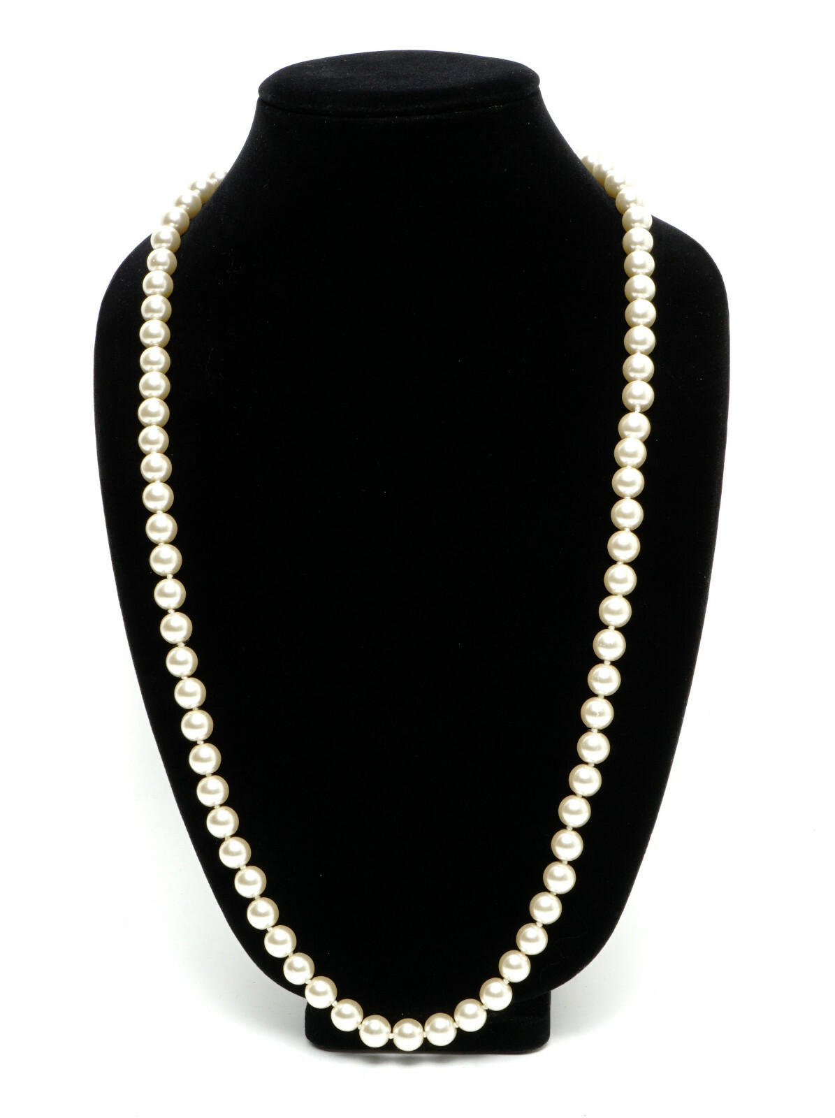 Faux Pearl Necklace, Up to 33 Inch Length 10mm Trendy Style Creamy