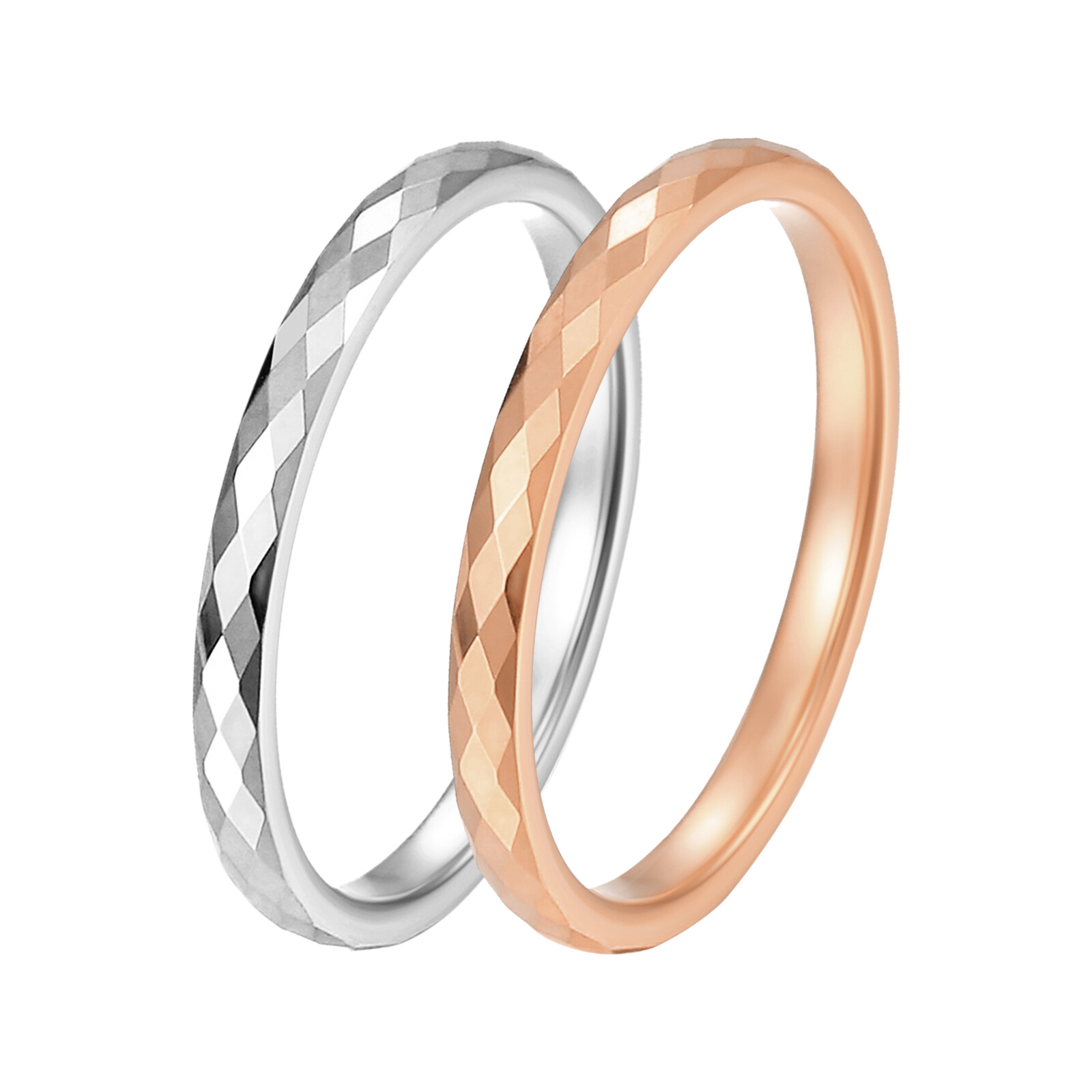 Women’s Charm Multi-faceted Tungsten Carbide Ring Wedding Engagement Band 2mm