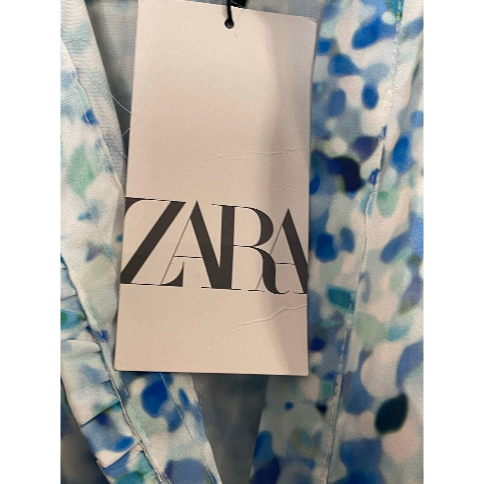 Zara Women Blue Geo Print top Size Small NWT