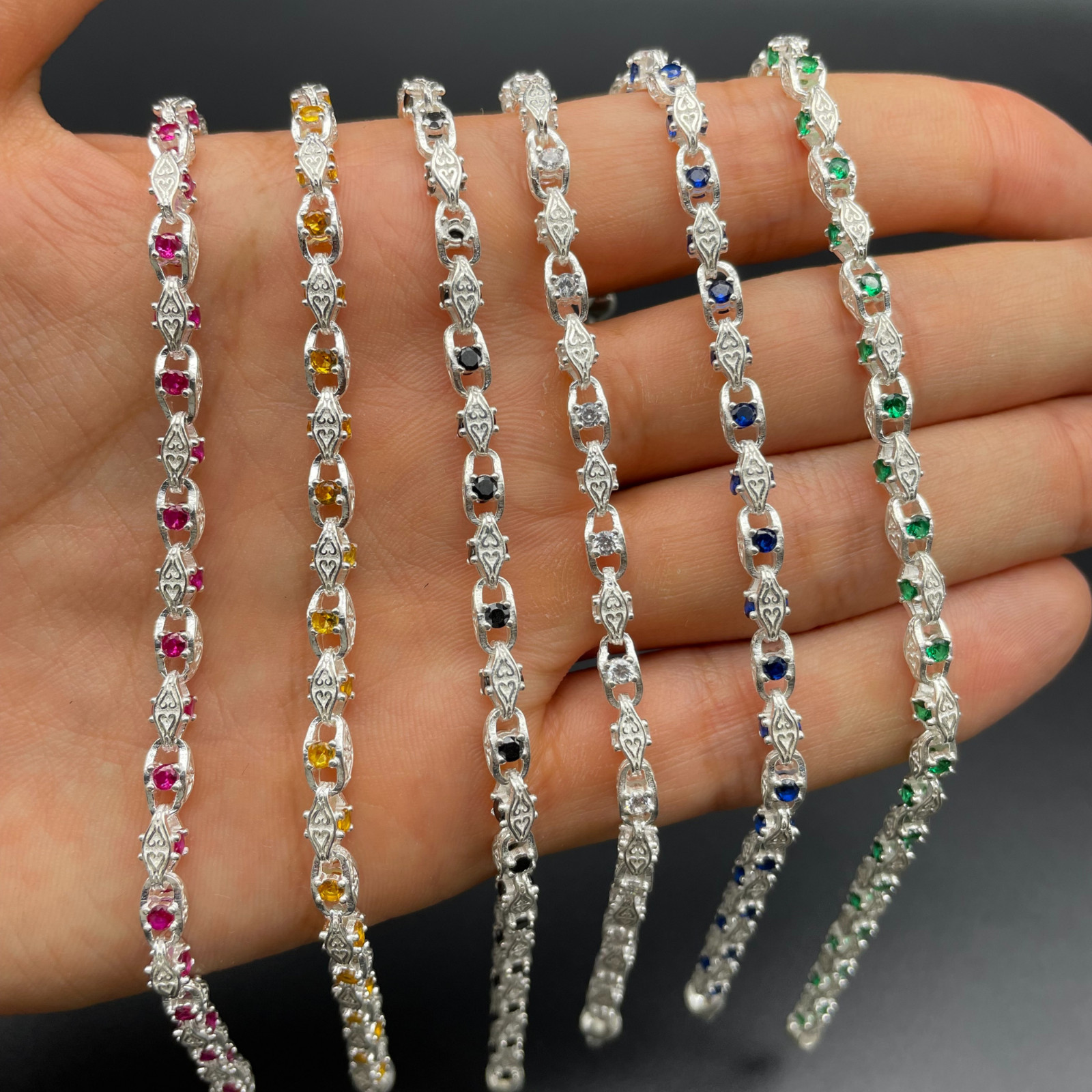 925 Sterling Silver Mariner Stone Link Chain Necklace, Elegant Women Gift Chain