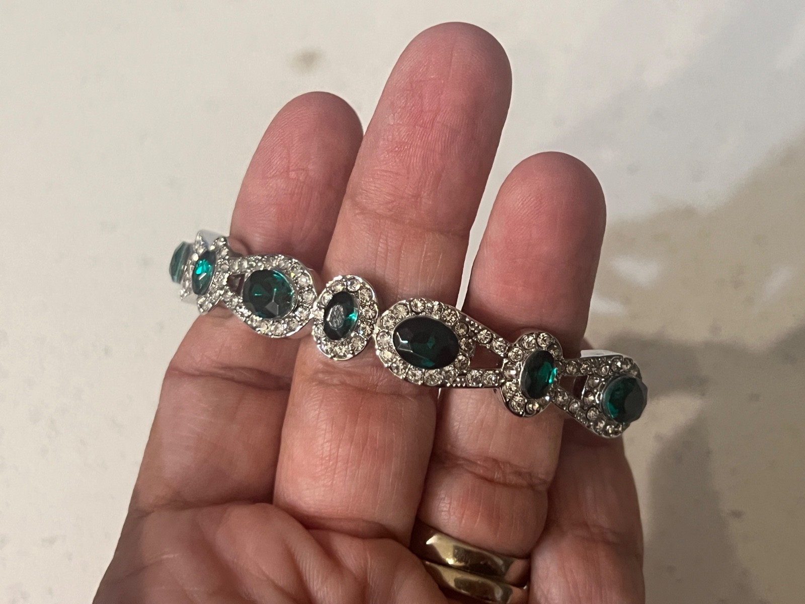 New Charter Club Bracelet Emerald Silver Tone Costume Jewelry