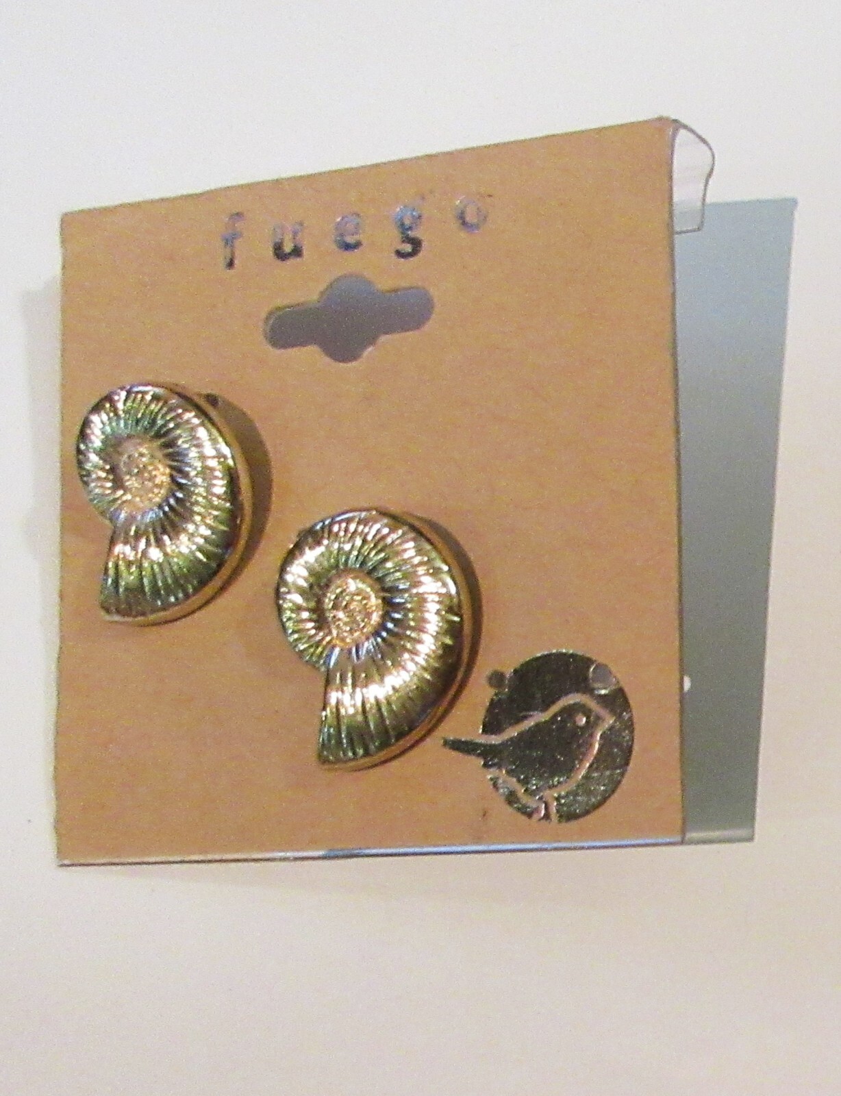 new FUEGO gold tone metal geometric textured pierced push back stud earrings