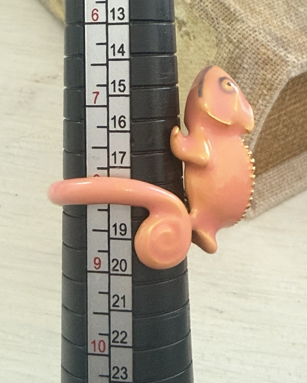 Chameleon Pink Lizard Unique Enamel ring size 8 Gift Tropical Jewelry