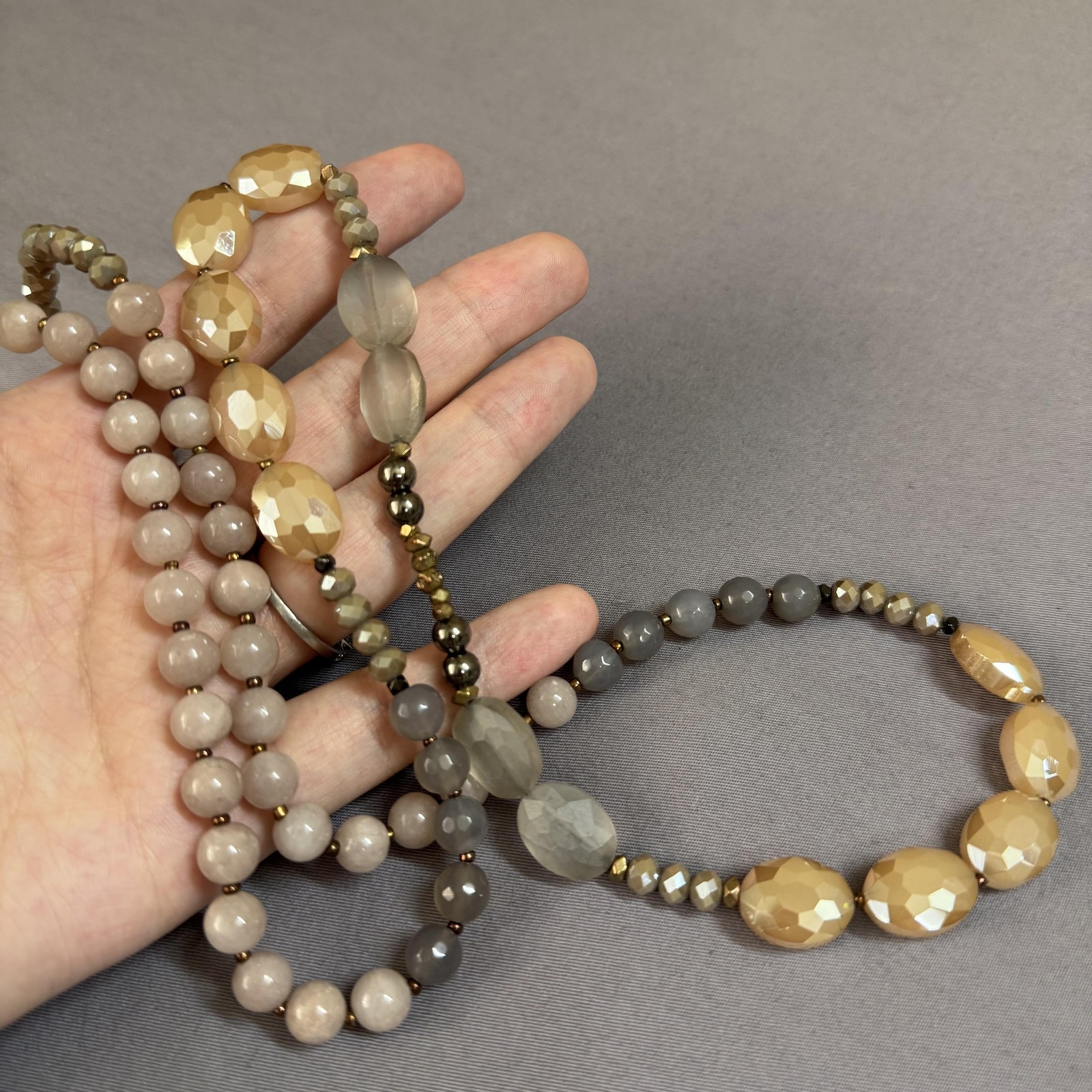 Multicolor Beaded Statement Necklace Champagne Glass 36 In Womens Boho Jewelry