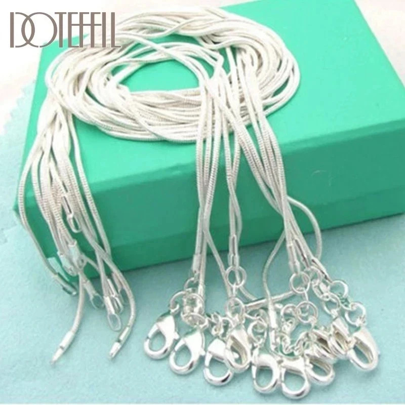 5/10pcs Wholesale 925 Sterling Solid Silver 1mm Snake Chain Necklace For Women