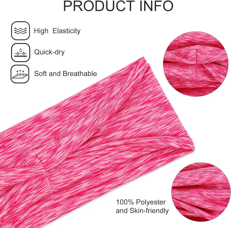 Non Slip Sweatband Women Wide Elastic Yoga Running Moisture Wicking Headband