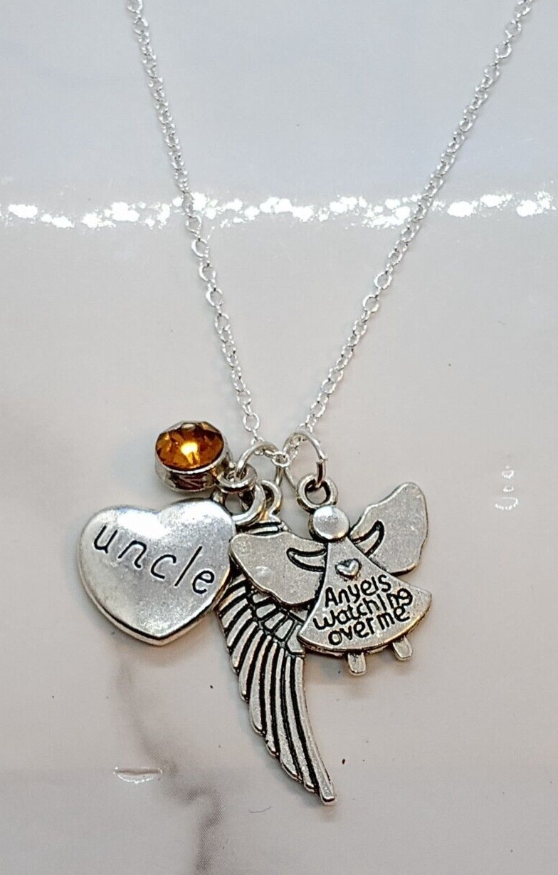 “Angels watching over me” Memorial Necklace for loss of Uncle – Sympathy