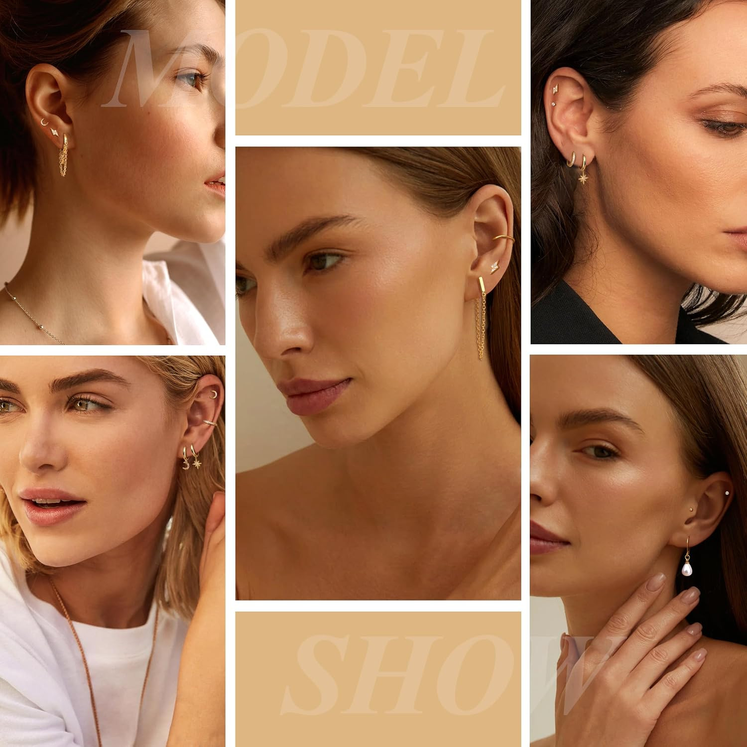 12Pairs Gold Hoop Earrings for Women 14K Gold Plated Cartilage Earring Sets for