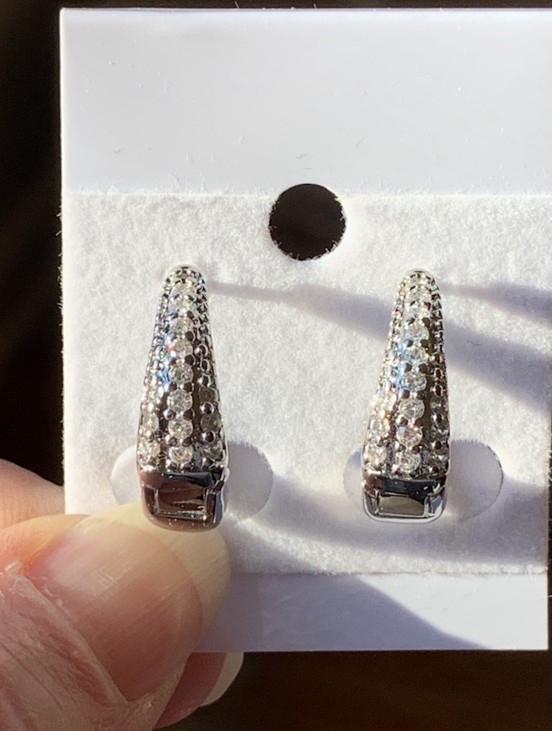 New 18k White Gold Filled Half Hoops With AAA Pave’ Czs Earrings