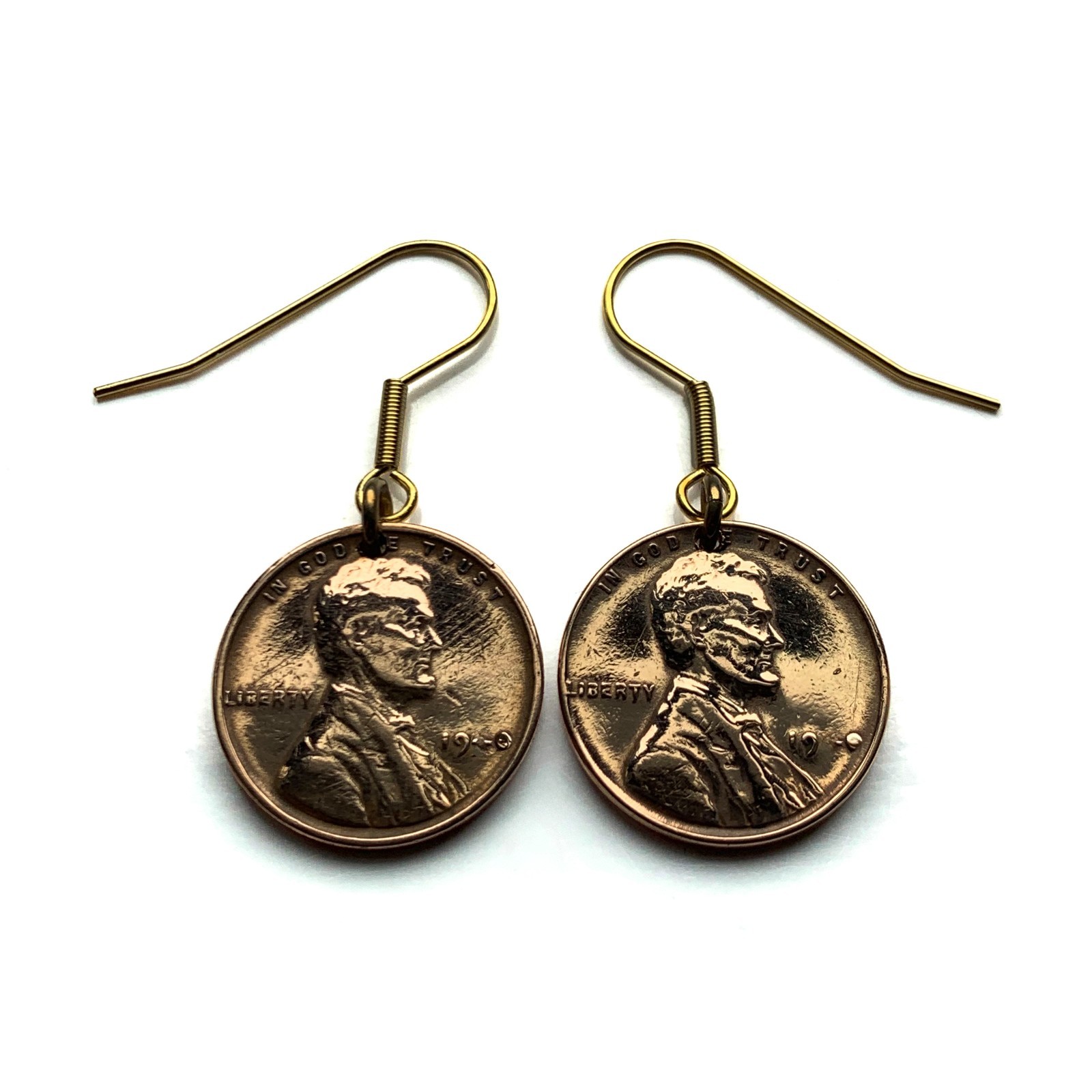 1946 Wheat Penny 1 Cent coin earrings president Abraham Lincoln Kentucky e000659
