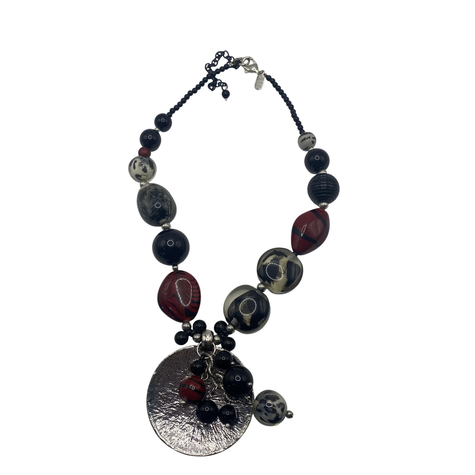 Treska Multicolor Round Pendant Statement Necklace Lobster Clasp 22 In Jewelry