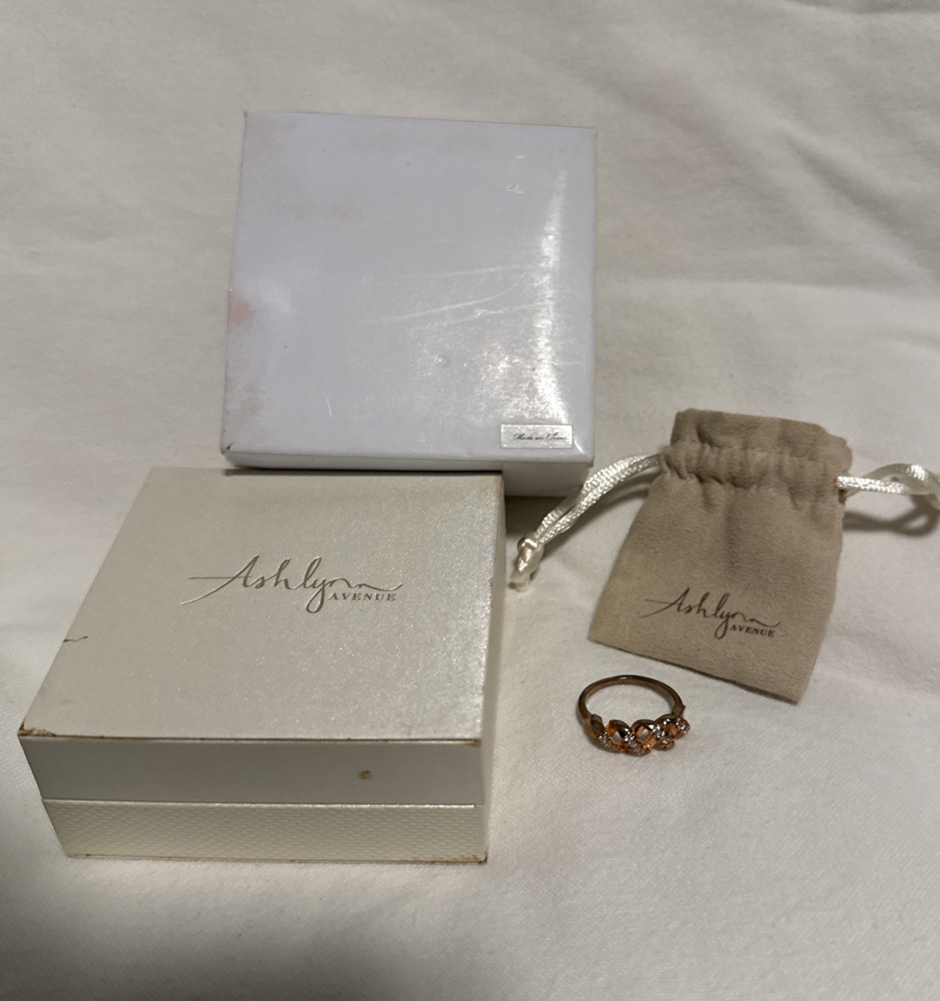 Ashlynn Avenue – Emrys 18K Rose-Gold Plated Weave Ring 0.24 Ctw – Size 7 w/box