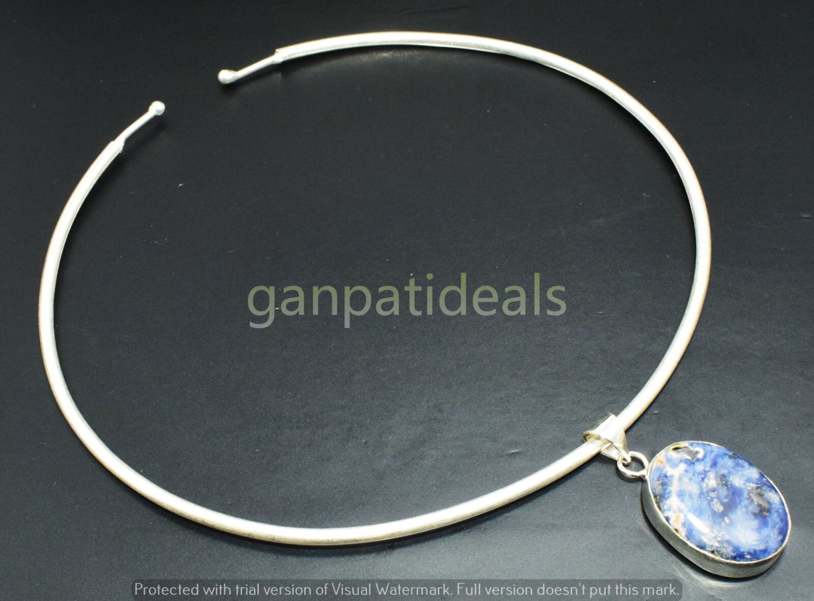 1pcs Sodalite Choker Pandant Necklace Set Beautiful Flexible & Easy to Wear