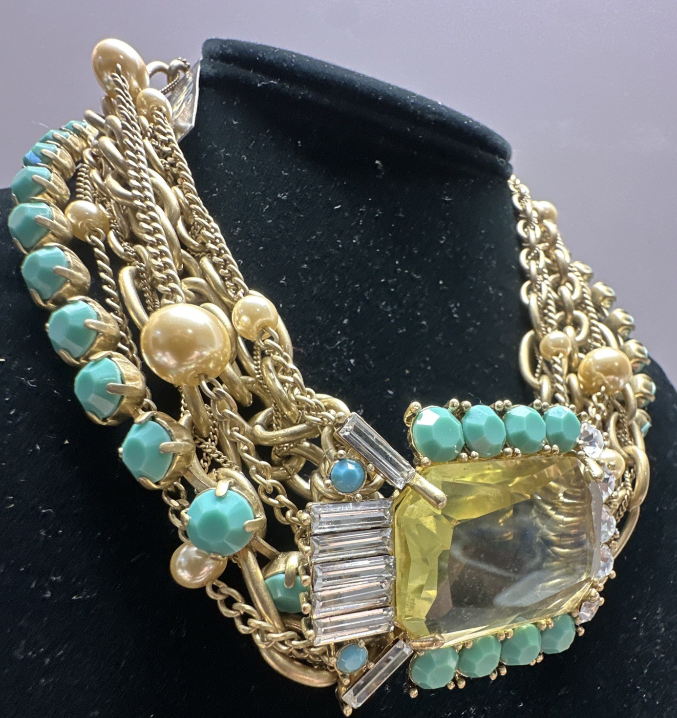**ABS ALLEN B. SCHWARTZ** Rhinestone Multi-Chain Statement Necklace (NWT$295)