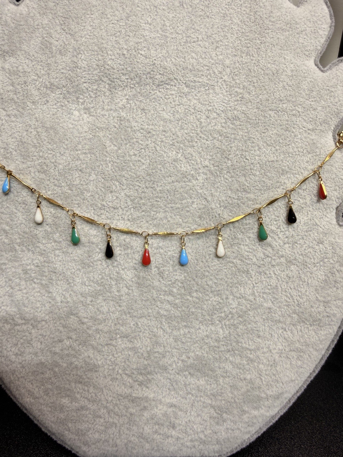 Gold Plated Multicolor Teardrop Charm Anklet