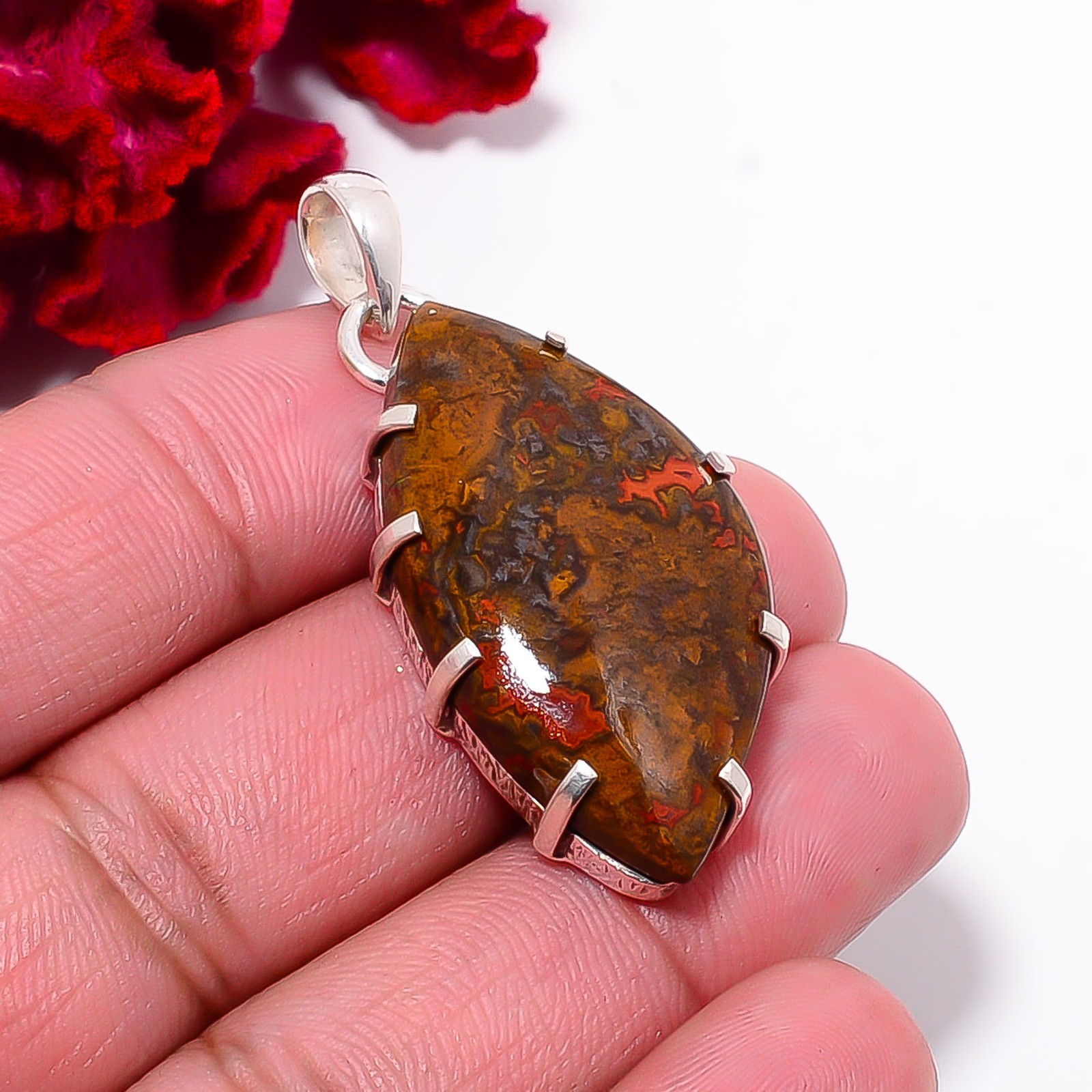 Seam Agate – Morocco Gemstone 925 Sterling Silver Pendant 1.86 P9934