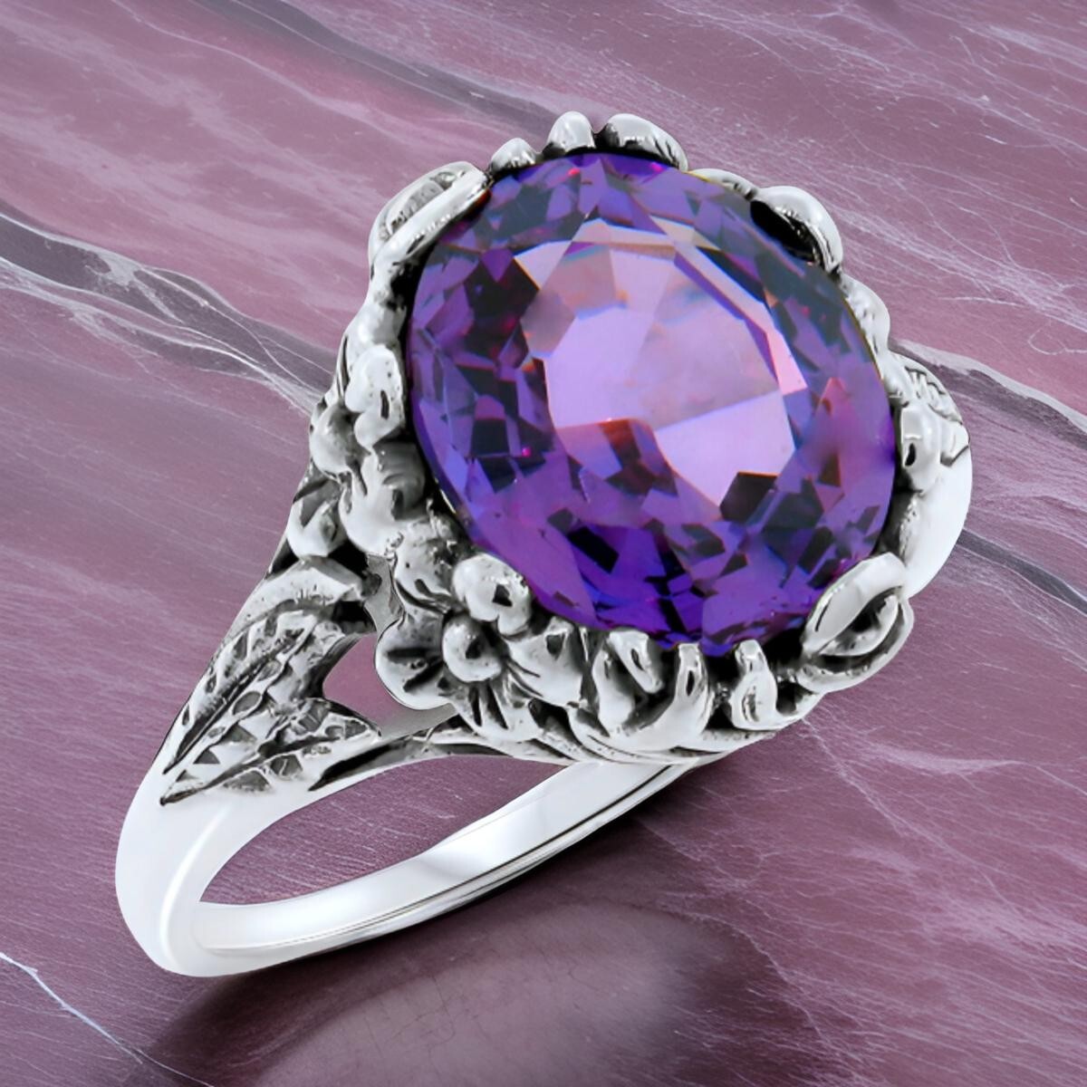 6 Ct COLOR CHANGING LAB ALEXANDRITE CLASSIC STYLE 925 STERLING SILVER RING #470