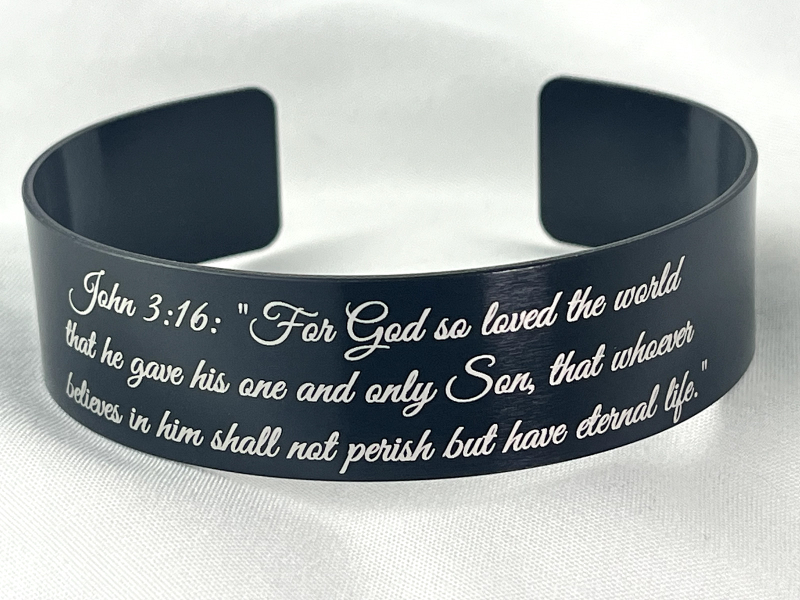 Bible Inspirational Verse Engraved Adjustable Bracelet Anodized Aluminum Cuff US